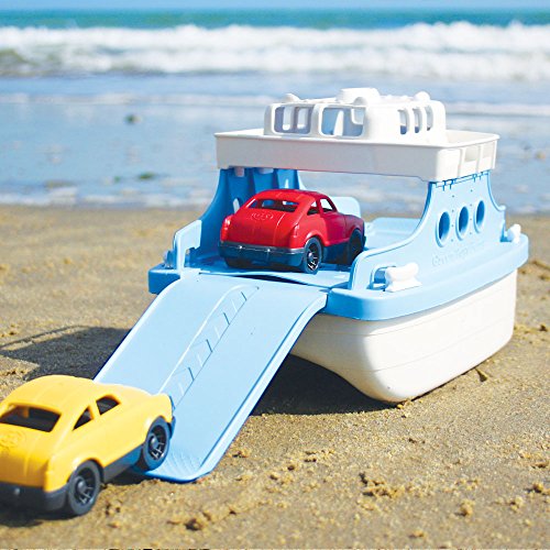 Green Toys Ferry Boat with Mini Cars Bathtub Toy, Blue/White, Standard