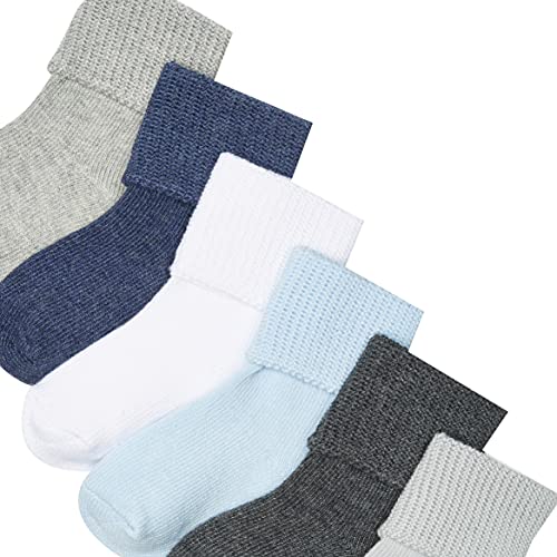 Luvable Friends Unisex Baby Newborn and Baby Socks Set, Blue Gray, 0-6 Months
