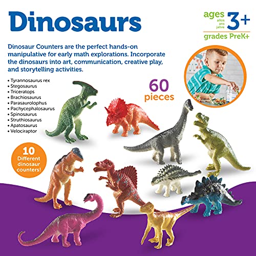 Learning Resources Dinosaur Counters - 60 Pieces, ages 3+ Dinosaur Toys, Dinosaurs for Toddlers, Dinosaurs Action Figure Toys, Kids' Play Dinosaur and Prehistoric Creature Figures