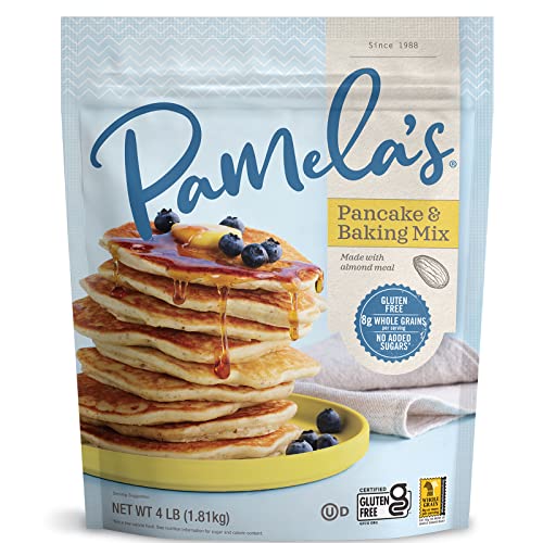 Pamela's Gluten Free Baking and Pancake Mix, Waffles, Cake and Cookies Too, Kosher, Non GMO, 4-Pound Bag (Pack of 3)