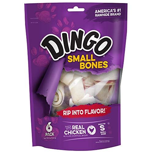 Dingo 156095 Rawhide Bones For Small Dogs, Chicken,White, 6-Count, 8 Ounces