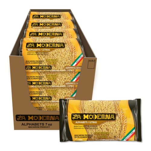 La Moderna Alphabet Pasta, Noodles, Durum Wheat, Protein, Fiber, Vitamins, 7 Oz, Pack of 20