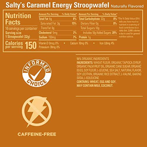 GU Energy Stroopwafel Sports Nutrition Waffle, Salty's Caramel, 1.1 Ounce (Pack of 16)
