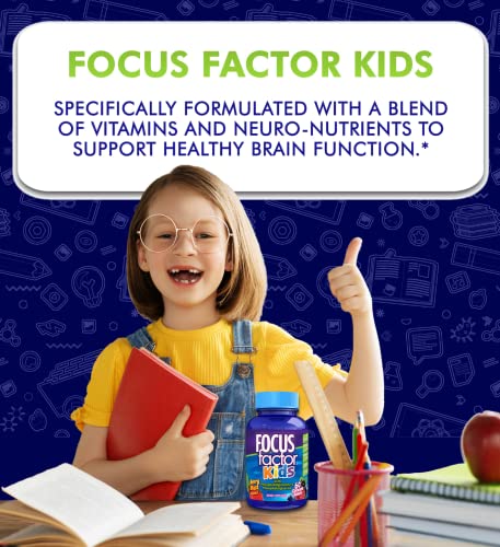 Focus Factor Kids Complete Daily Chewable Vitamins: Multivitamin and Neuro Nutrient (Brain Function) w/Vitamin B12, C, D3-60 Count