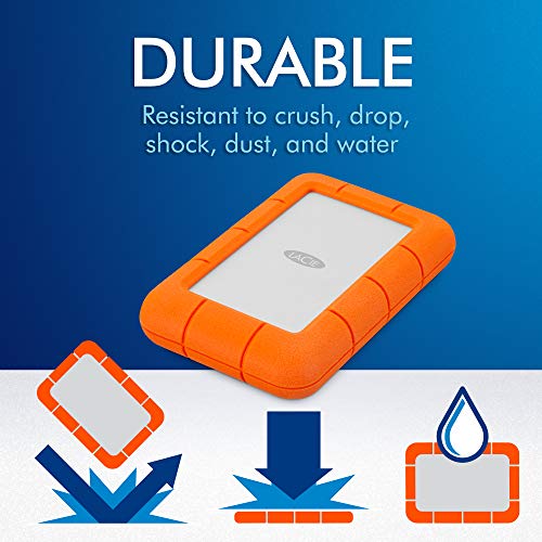 LaCie Rugged Mini 1TB External Hard Drive Portable HDD – USB 3.0 USB 2.0 compatible, Drop Shock Dust Rain Resistant Shuttle Drive, For Mac And PC Computer Desktop Workstation PC Laptop (LAC301558)