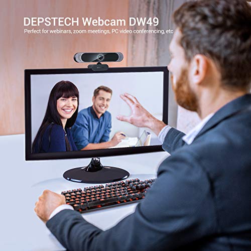 4K Webcam, DEPSTECH DW49 HD 8MP Sony Sensor Autofocus Webcam with Microphone, Privacy Cover and Tripod, Plug and Play USB Computer Web Camera for Pro Streaming/Online Teaching/Video Calling/Zoom/Skype
