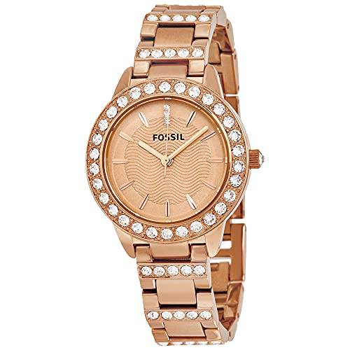 Fossil Women's Jesse Quartz Stainless Steel Three-Hand Watch, Color: Rose Gold Glitz (Model: ES3020)