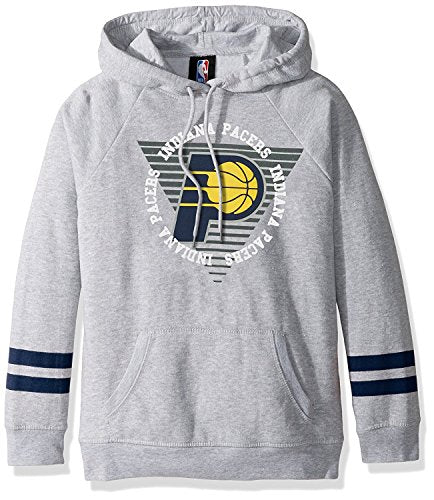 Ultra Game NBA Indiana Pacers Womens Soft Fleece Pullover Hoodie Sweatshirt With Varsity Stripe, Heather Gray, Large