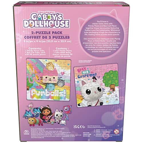 Gabby’s Dollhouse, 2-Puzzle Pack 48-Piece Jigsaw Puzzles in Character Storage Tubes Gabby’s Dollhouse Toys Kids Puzzles, for Preschoolers Ages 4 and up