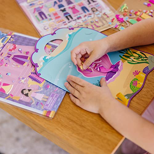 Melissa and Doug Puffy Sticker Activity Books Set: Dress-Up, Princess, Mermaid - 208 Reusable Stickers - Dress Up Doll Stickers, Restickable Puffy Sticker Books For Kids Ages 4+- FSC-Certified Materials