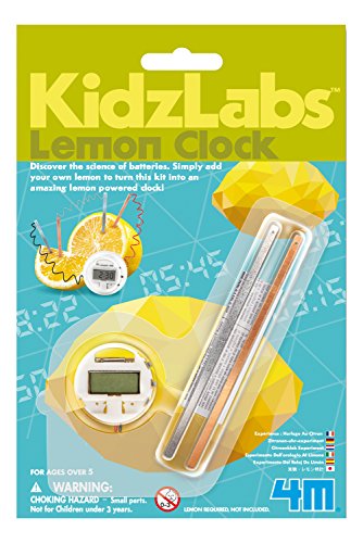 4M Kidzlabs Lemon Powered Clock, Chemical Electrical Science Lab Experiment - STEM Toys Educational Gift for Kids and Teens, Girls and Boys 12 Count (Pack of 1)