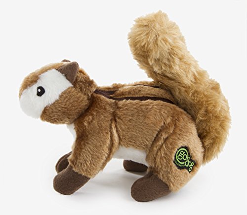 goDog Wildlife Chipmunk Squeaker Plush Pet Toy for Dogs and Puppies, Soft and Durable, Tough and Chew Resistant, Reinforced Seams - Brown, Large
