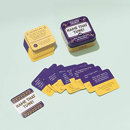 After Dinner Amusements: Name That Tune!: 50 Music Trivia Questions and Challenges (Family Friendly Trivia Card Game, Portable Camping and Holiday Games)