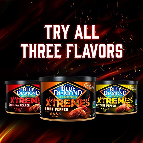 Blue Diamond Almonds XTREMES Cayenne Pepper Flavored Snack Nuts, 1.5oz Tube (Pack of 12)