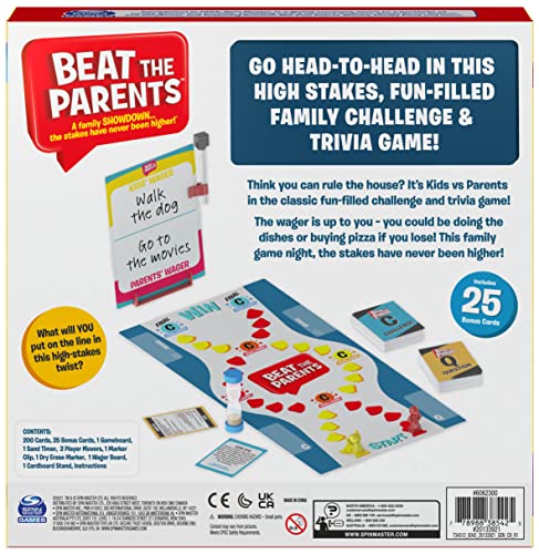 Spin Master Beat The Parents Classic Family Trivia Game, Kids Vs Parents, with 25 Bonus Cards for Ages 6 and up (Amazon Exclusive)