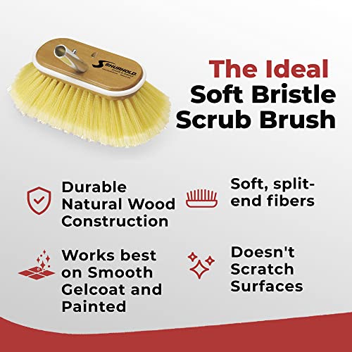 Shurhold 955 6 Inch Medium Bristle Brush, Deck Brush with Yellow Polystyrene Bristles