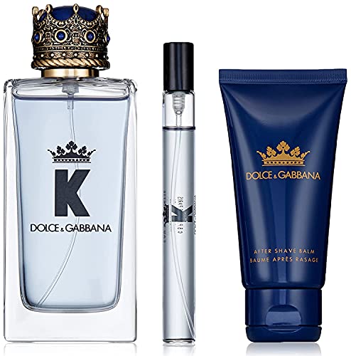 Dolce and Gabbana K for Men 3-Piece Gift Set (3.4 Ounce Eau De Toilette Spray +1.6 Ounce After Shave Balm+0.33 Ounce Eau De Toilette Spray), multi color