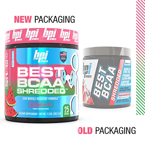 BPI Sports Best BCAA Shredded - Converts Fat to Energy - Weight Loss and Lean Muscle Support - Post-Workout Recovery - Watermelon Ice, 25 Servings, 275 g