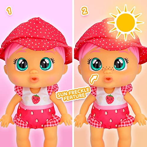 Cry Babies Fun n' Sun Ella 10' Baby Doll with a Strawberry Themed Swimsuit Plus 6 Accessories - Ages 18+ Months