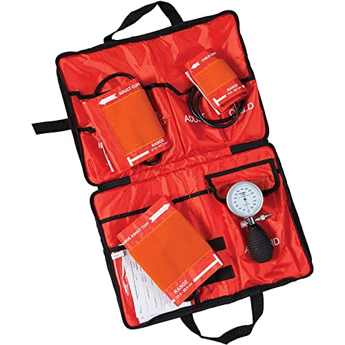 MABIS Medic-Kit3 EMT and Paramedic First Aid Kit with 3 Calibrated Nylon Blood Pressure Cuffs, Sizes Included: Large Adult, Adult and Child, Orange