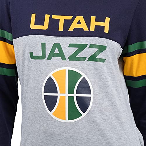 Ultra Game NBA Utah Jazz Womens T-Shirt Raglan Baseball 3/4 Long Sleeve Tee Shirt, Team Color, Medium