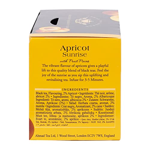 Ahmad Tea Black Tea, Apricot Sunrise Teabags, 20 ct (Pack of 6) - Caffeinated and Sugar-Free