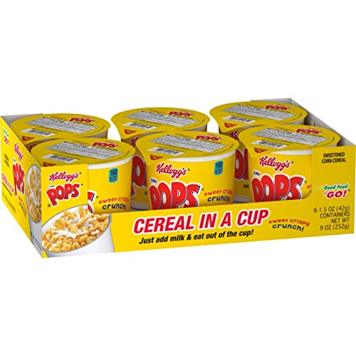 Corn Pops Cold Breakfast Cereal Cups, Original, 5.62lb Case (60 Cups)