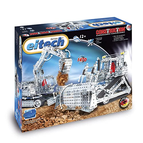 Eitech Mega Set Bulldozer/Digger Construction Set and Educational Toy - Advanced STEM Activity with 1,470 + Pieces for Ages 12 and Up