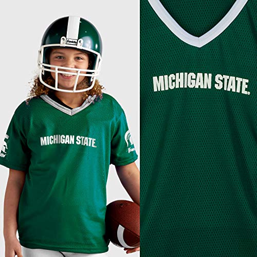 Franklin Sports Michighan State Sparatans Kids College Football Uniform Set - NCAA Youth Football Uniform Costume - Helmet, Jersey, Chinstrap - Youth M