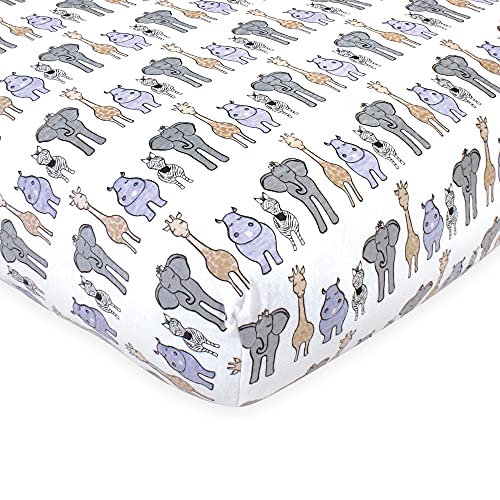 Hudson Baby Unisex Baby Cotton Fitted Crib Sheet, Pink Safari, One Size