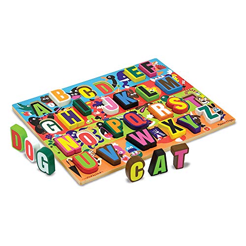 Melissa and Doug Jumbo ABC Wooden Chunky Puzzle (26 pcs) - Large Alphabet Puzzles, Wooden Puzzles For Toddlers And Kids Ages 3+