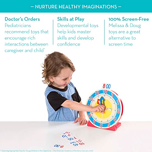 Melissa and Doug Turn and Tell Wooden Clock - Educational Toy With 12+ Reversible Time Cards