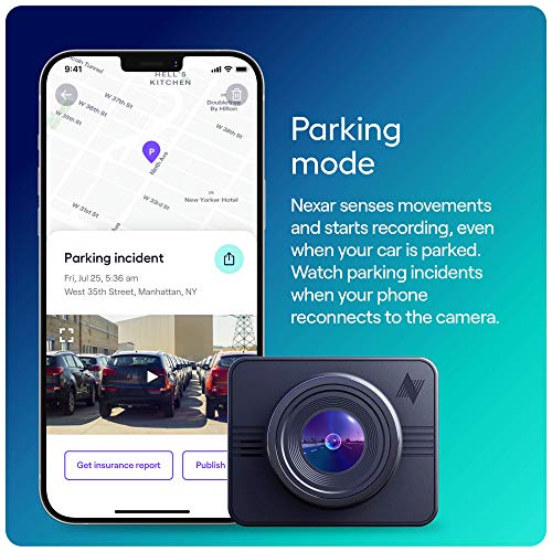 Nexar Beam GPS Dash Cam | HD Front Dash Cam | 2022 Model | 32 GB SD Card Included | Unlimited Cloud Storage | Parking Mode | WiFi