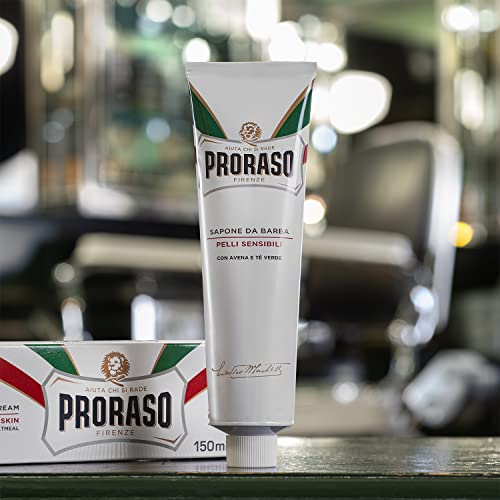 Proraso Shaving Cream for Men, Sensitive Skin Formula with Green Tea and Oatmeal, 5.2 Oz
