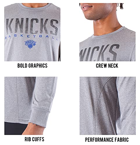 Ultra Game -NBA Men's Active Long Sleeve Pullover T-Shirt Heather Gray Large