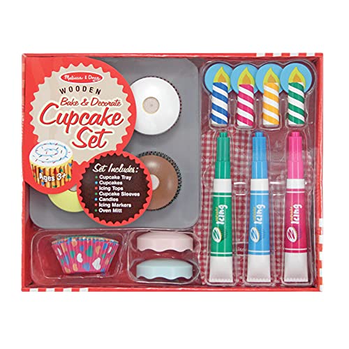 Melissa and Doug Bake and Decorate Wooden Cupcake Play Food Set
