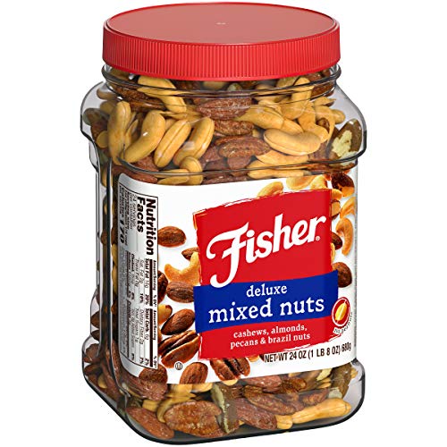 Fisher Snack Deluxe Mixed Nuts, 24 Ounces, Cashews, Almonds, Pecans, Brazil Nuts