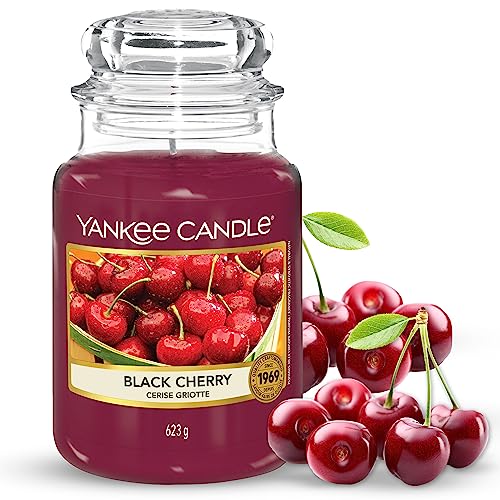 Yankee Candle Black Cherry Scented, Classic 22oz Large Jar Single Wick Candle, Over 110 Hours of Burn Time