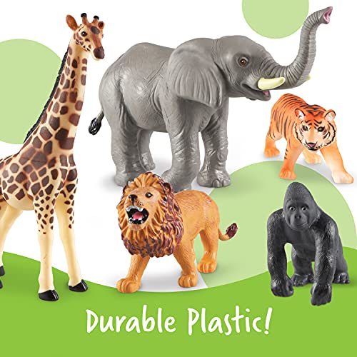 Learning Resources Jumbo Jungle Animals, Animal Toys for Kids, Safari Animals, 5 Pieces, Ages 18 months+