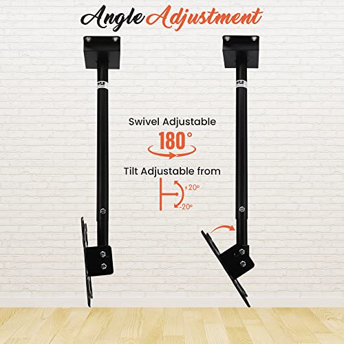 Pyle Adjustable Height TV Ceiling Mount - Swivel and Tilting Vertical VESA Universal Mounting Bracket, Mounts 14 to 42 Inch HDTV, LED, LCD, Plasma, Flat Screen Television Up to 30 KG - Pyle PCTVM15