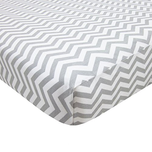 American Baby Company 100% Natural Cotton Percale Fitted Portable/Mini Crib Sheet, Grey Zigzag, Soft Breathable, for Boys and Girls, Zigzag Grey , 24x38 Inch (Pack of 1)