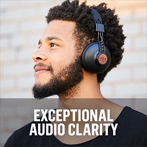 House of Marley Positive Vibration 2: Over-Ear Wired Headphones with Microphone, Plush Ear Cushions, and Sustainable Materials (Black)