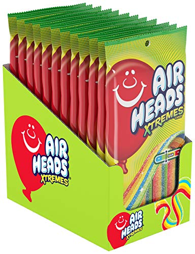 Airheads Xtremes Belts Sour Candy, Rainbow Berry, Non Melting, Bulk Party Bag, 4.5 oz (Pack of 12)