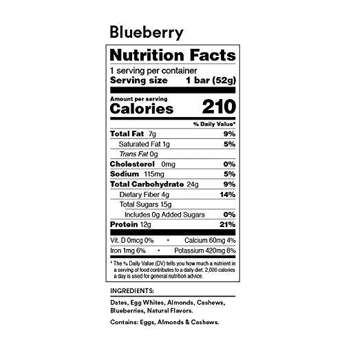 RXBAR Protein Bars, 12g Protein, Gluten Free Snacks, Blueberry, 22oz Box (12 Bars)