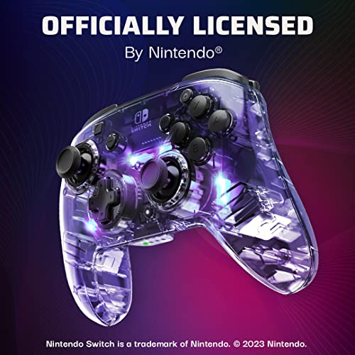 Afterglow LED Wireless Deluxe Gaming Controller - Licensed by Nintendo for Switch and OLED - RGB Hue Color Lights - See through Gamepad Controller - Paddle Buttons