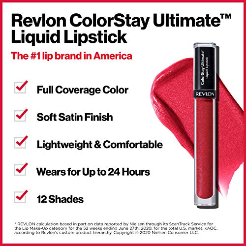 Liquid Lipstick by Revlon, Face Makeup, ColorStay Ultimate, Longwear Rich Lip Colors, Satin Finish, 075 #1 Nude, 0.07 Oz