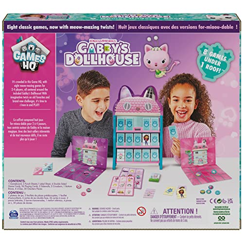 Gabby’s Dollhouse, Games HQ Checkers Tic Tac Toe Memory Match Go Fish Bingo Cards Board Games Toy Gift Netflix Party Supplies, for Kids Ages 4 and up
