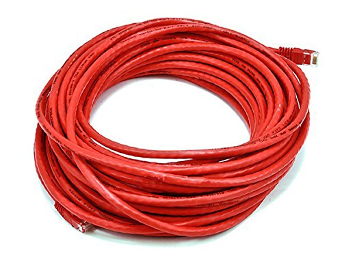 Monoprice Cat6 Ethernet Patch Cable - Network Internet Cord - RJ45, Stranded, 550Mhz, UTP, Pure Bare Copper Wire, 24AWG, 50ft, Red