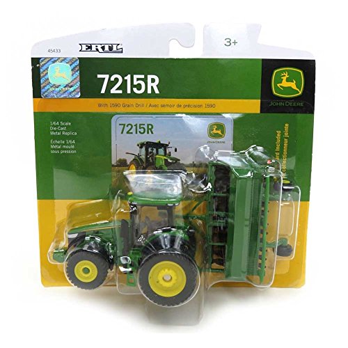 John Deere 1:64 Scale 7215R Tractor with 1590 Grain Drill , Green