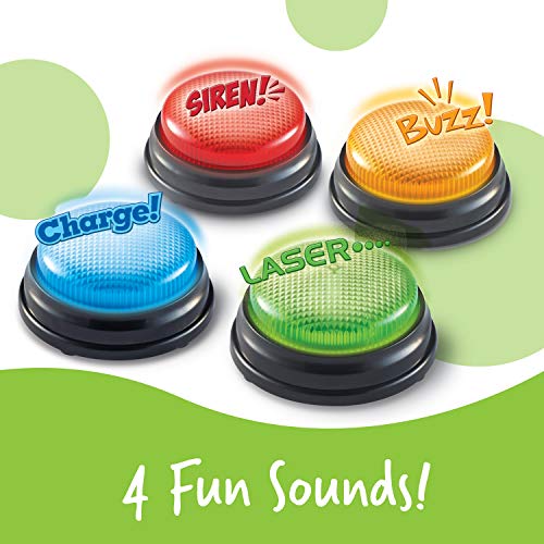 Learning Resources Lights and Sounds Buzzers, Game Show and Classroom Buzzers, Family Game Night, Game Show Buzzers, Classroom Accessories, Set of 4, Ages 3+